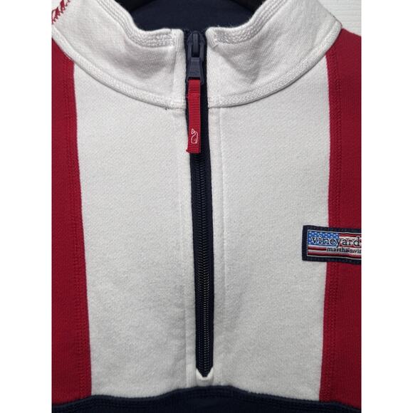 Vineyard Vines Martha's Vineyard 1/4 Zip Pullover American Flag Youth Medium - Picture 4 of 8